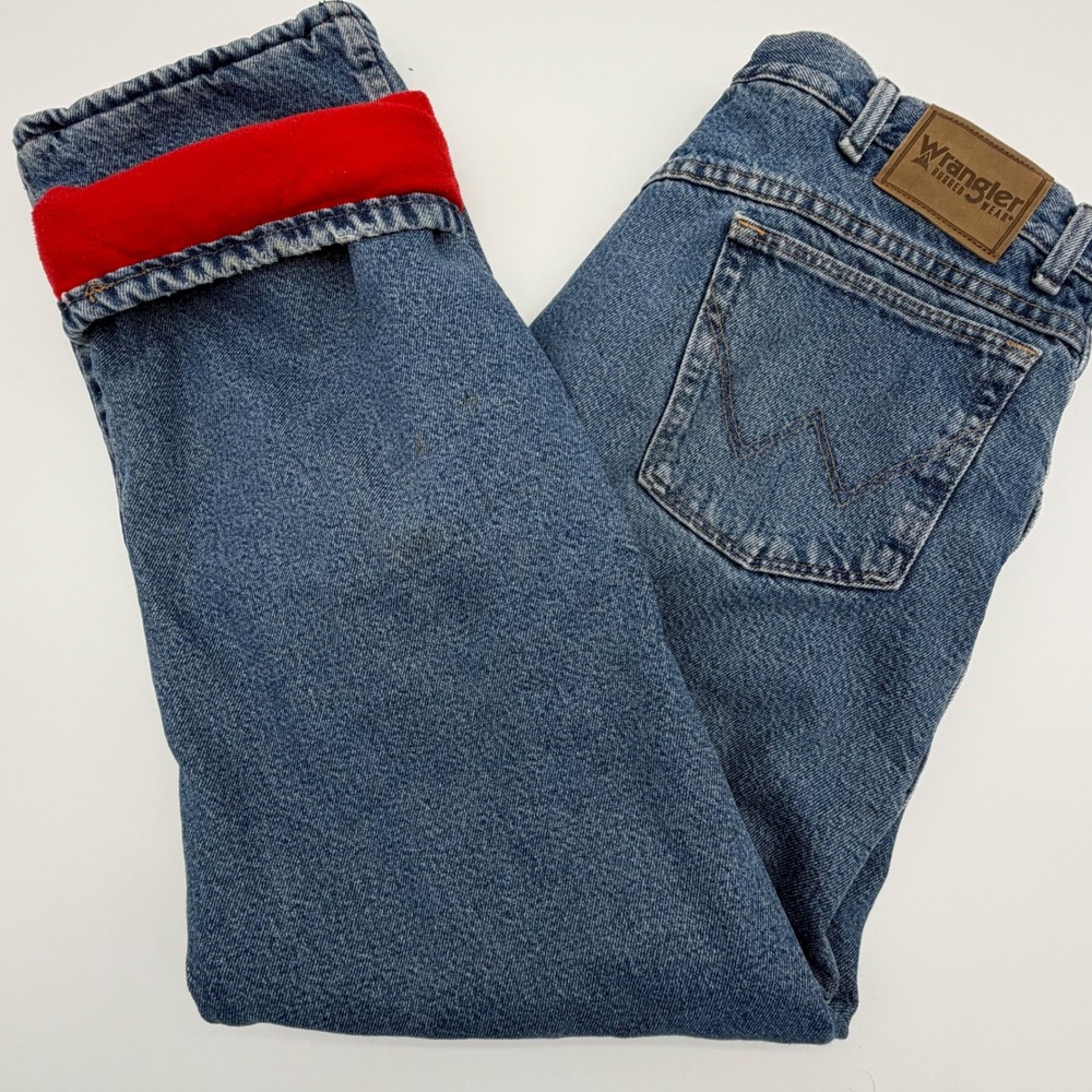 Wrangler Rugged Wear Men's Blue Denim Fleece Lined Jeans Size 40x30 Workwear